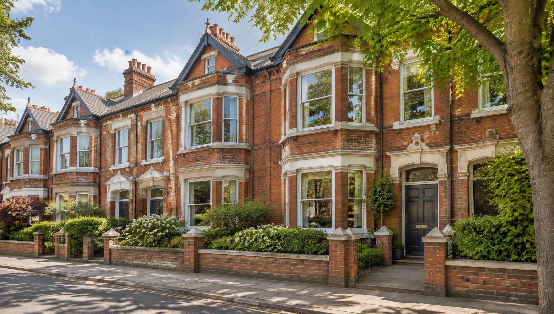 Characterful brick homes with well-kept front gardens